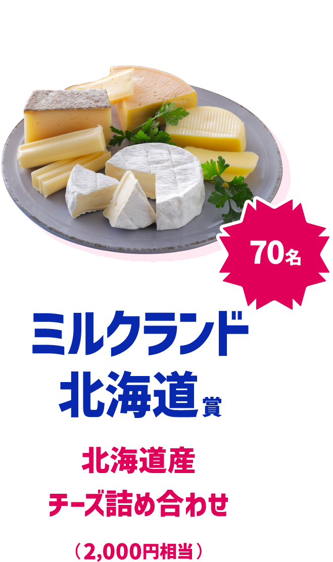 ミルクランド北海道賞　北海道産チーズ詰め合わせ　70名